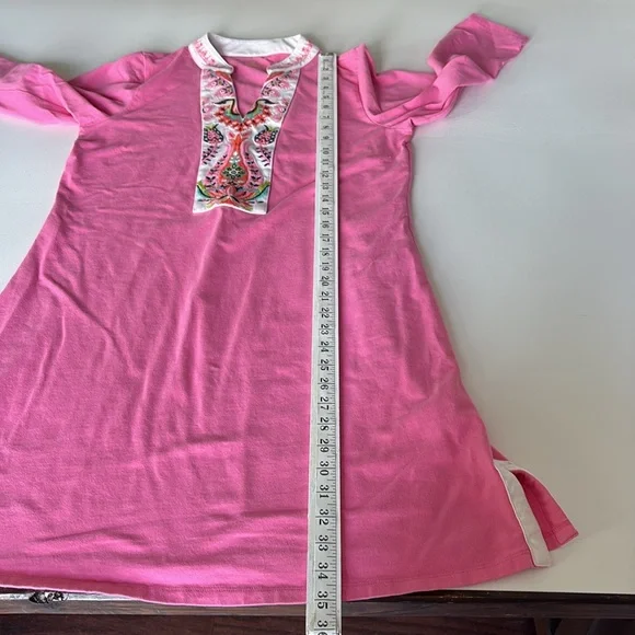 Spartina 449 Monica Tunic Dress in Pink Embroidered Coastal Travel Work Size L - Picture 10 of 10
